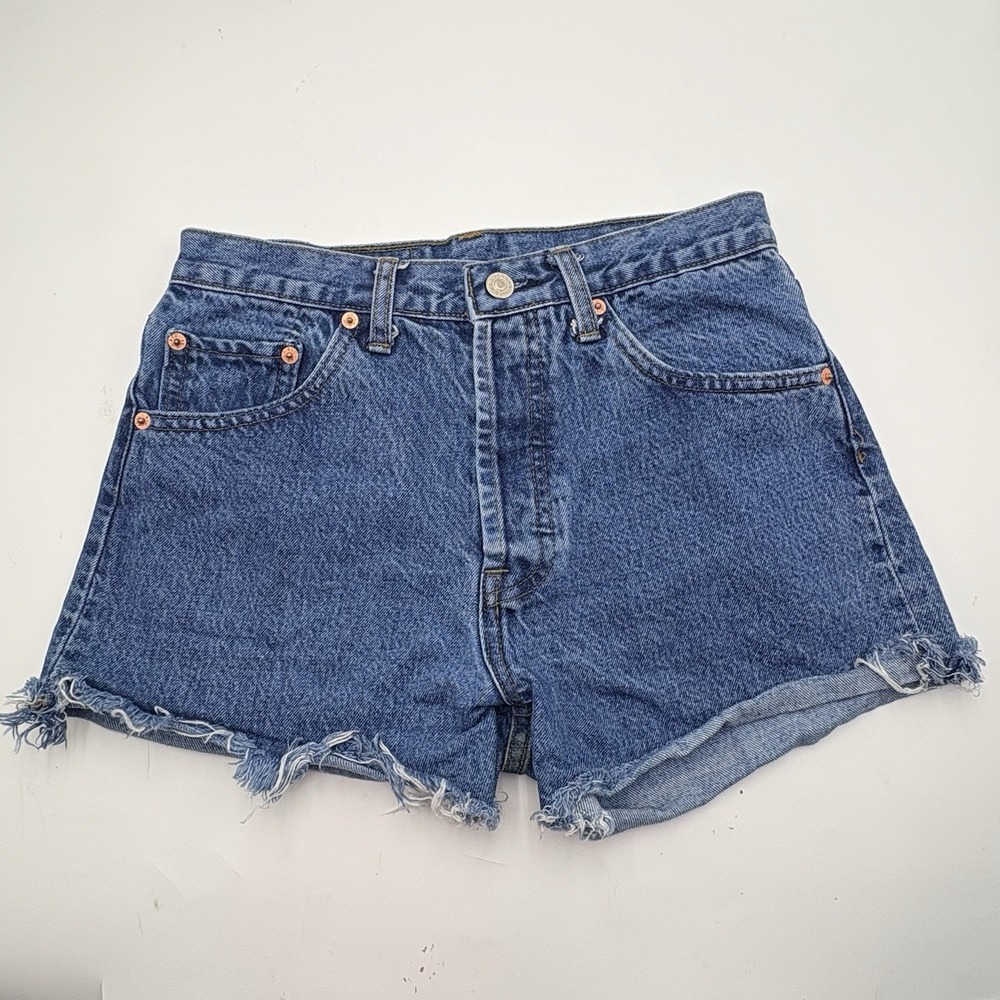 Levi's 501 Shorts Cutoff High Rise Denim Shorts Button Fly Sz 29 VTG 80/90s USA